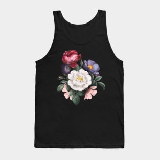 Vintage Roses and Peonies Flower Cute Gardener Botanist Gardening Tank Top